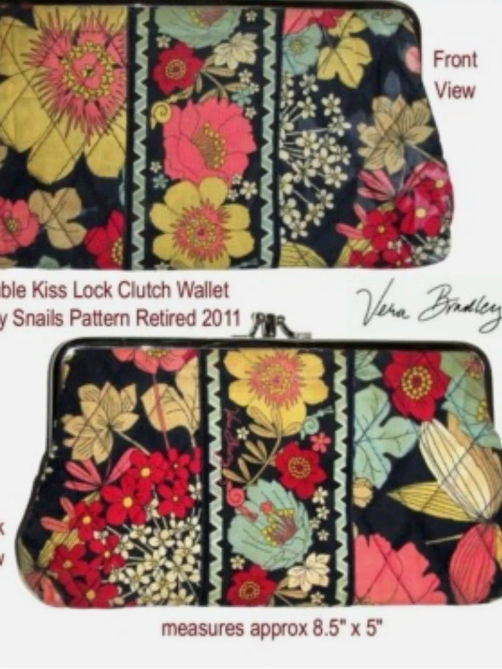 Vera Bradley Happy Snails kiss lock wallet retired pattern